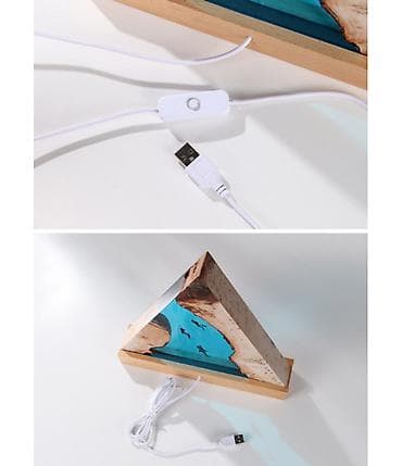 led: Декоративный светильник «Океан» из эпоксидной смолы и дерева - — 3