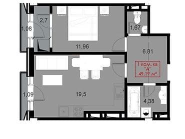 продажа квартир под псо: 1 комната, 49 м², Элитка, 7 этаж, Готовая ПСО (под самоотделку) — 2