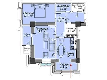 2 комнаты, 78 м², Элитка, 12 этаж, ПСО (под самоотделку)