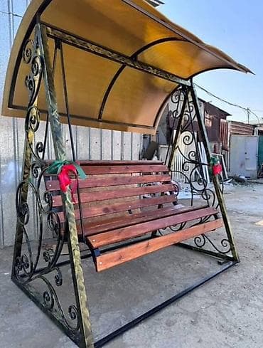 Садовые качели Металл, Со спинкой, С крышей