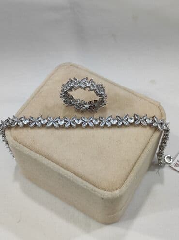 свадебные наборы ручной: Серебряный браслет+ кольцо Серебро 925 пробы Дизайн Италия Для — 7