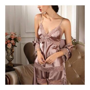 белая ночная сорочка: Стильная тройкачетверка пижама 

Ткань:Атлас — 5