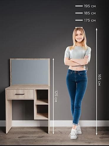 тумба с зеркалом: Туалетный столик, Новый, С зеркалом, цвет - Белый, МДФ — 7