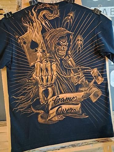 одежда для бокса: Индивидуальная аэрография/выжиг по ткани на чёрных вещах - Ручные — 3