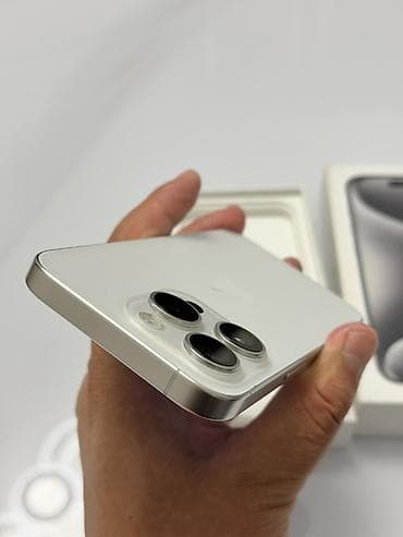 ipad 7: IPhone 15 Pro, Б/у, 128 ГБ, White Titanium, Коробка, 86 % — 2