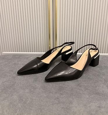 lining flex: Кожаные slingback — чёрные туфли с открытой пяткой Элегантные — 5