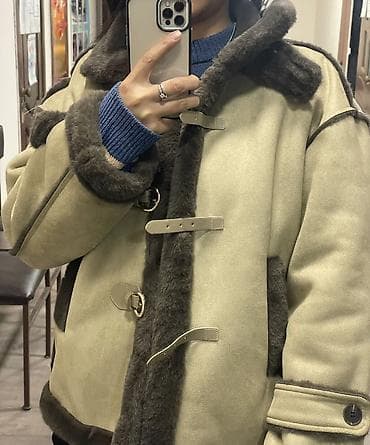 Дубленка, Короткая модель, Оверсайз, Стандарт