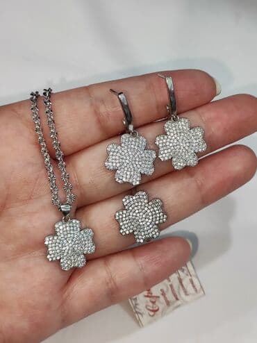 эксклюзивные свадебные пригласительные: Серебряный Набор+ Цепочка 925 пробы Дизайн под Клевер Размеры — 1