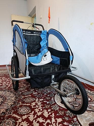 велокресло: Детский велосипедный прицеп‑коляска (двухместный) - Вместительная — 4