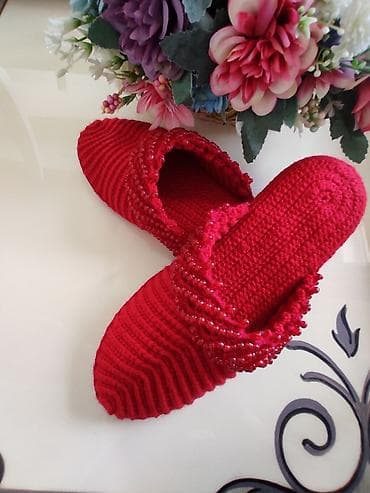 red centr: Домашние тапочки, 38.5, Новый, цвет - Красный, Самовывоз — 2