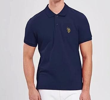 одежда для гор: Мужская футболка, L, Us Polo Assn, Новый, цвет - Синий, Самовывоз — 1
