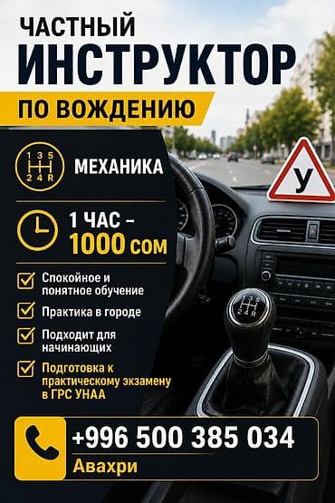 Окутуу, курстар: Айдоочулук курстар | (B) | Жеке инструктор — 1