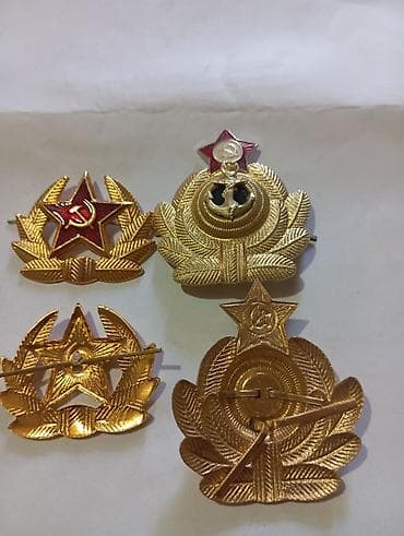 якорь: Набор советских кокард для головных уборов - 4 кокарды с пятиконечной — 1