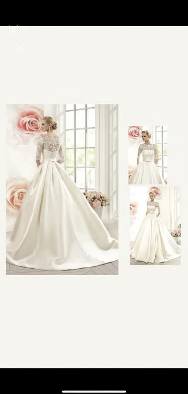 свадебные платья оптом из турции цена: Свадебное платье, Dior, M, С корсетом, Со шлейфом, Атлас, Пышное, Испания, Кружево, Новый — 1