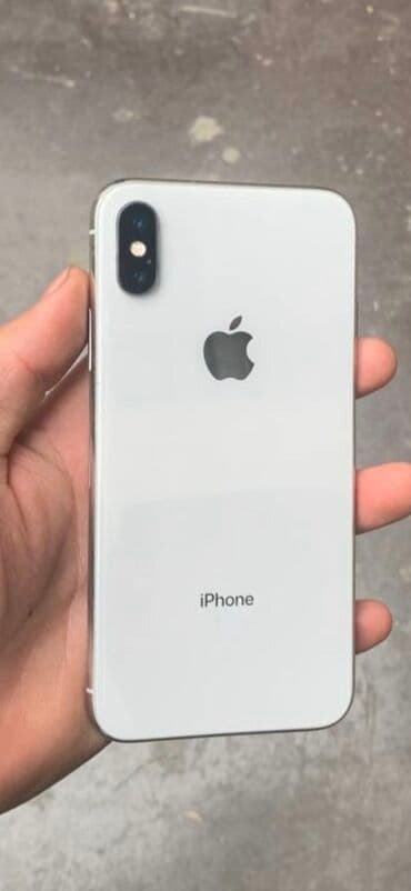 IPhone X, Новый, 64 ГБ, Серебристый, Чехол, Кабель, 100 %