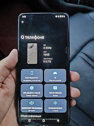 с интернетом: Asus ROG Phone 8 Pro, Б/у, 512 ГБ, цвет - Черный, 2 SIM — 2