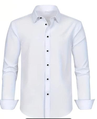 мужуской куртка: Мужская классическая рубашка с длинным рукавом, белая. Ткань — 4