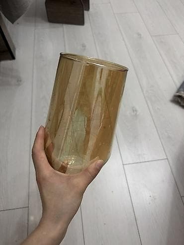 Декор жана интерьер: Стеклянная ваза цилиндрической формы - Материал: стекло - Цвет — 2