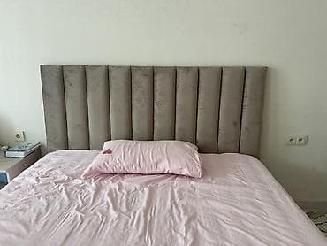 Двуспальные кровати: Двуспальная кровать с мягким изголовьем Почти новый 1-2месяца - — 3