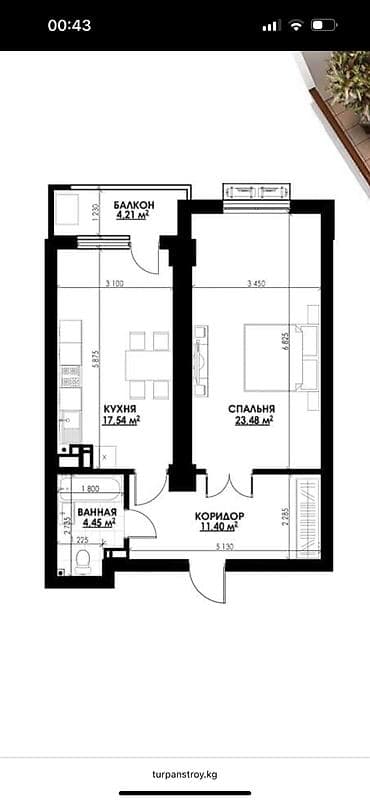 amir stroy: 1 комната, 61 м², Элитка, 14 этаж, Готовая ПСО (под самоотделку) — 2