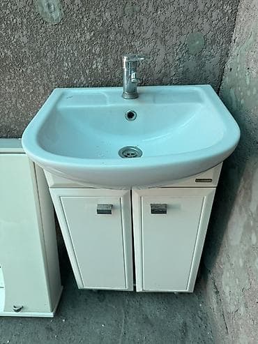 мебельный паралон: Тумба для ванны, С раковиной, ЛДСП, цвет - Белый — 3