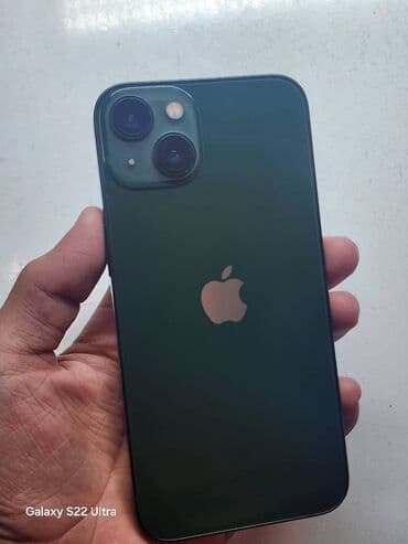 IPhone 13, Б/у, 128 ГБ, Зеленый, Чехол, Защитное стекло, 87 %