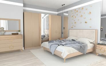 тумбочка для кухни: Спальный гарнитур, Двуспальная кровать, Дерево, цвет - Бежевый — 1