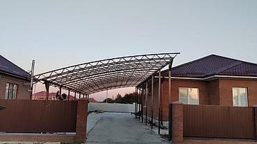 тента: Навесы и укрытия для двора/парковки из металлокаркаса с кровлей из — 3