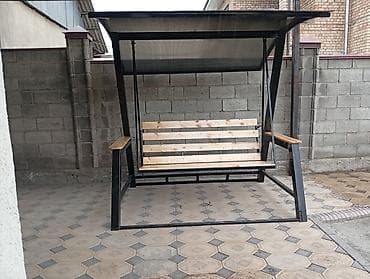 детская качка: Садовые качели Металл, Со спинкой, С крышей — 3