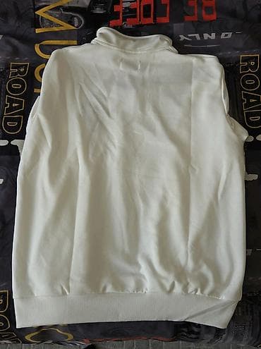 мужской свитер в полоску: Белый zip Jeffry Epstein с длинными рукавами, НА ФОТО ЧУТКА РАЗМЫТО — 4