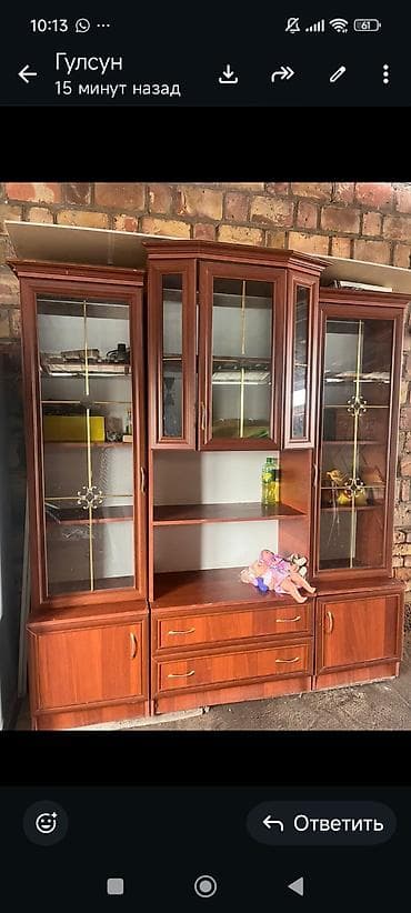 тумба с раковиной в ванную: Стенка-шкаф, Тип стенки-шкафа: Горка, Для зала, Б/у, Особенности: С отделением под телевизор — 1