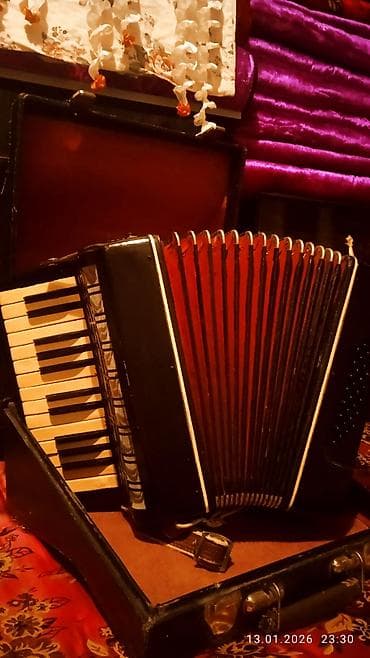 Аккордеон с жестким кейсом. - Клавиатура справа: пианино-тип, 25