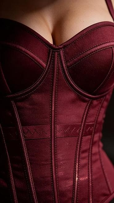бюстгалтер: Бордовый корсет-бюстье с чашками - Цвет: глубокий бордо с сатиновым — 3