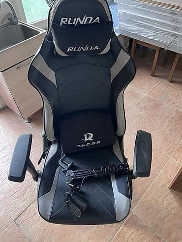 Игровые кресла: Игровое кресло, С колесиками, цвет - Черный, Экокожа — 1