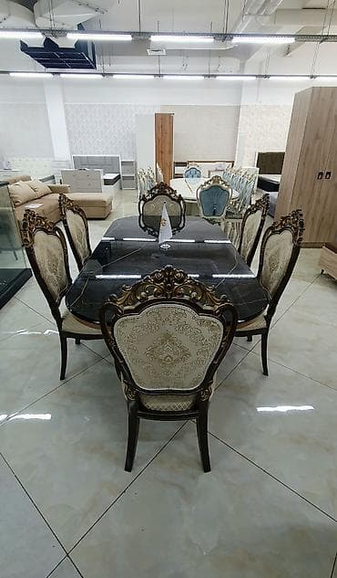 Стол жана отургуч комплекттери: Конок бөлмөсү үчүн үстөл жана отургуч, түсү - Кара — 1