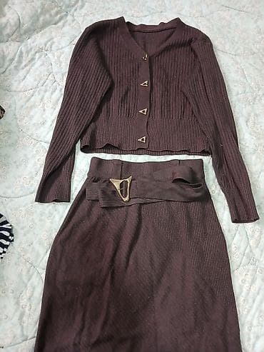 ботин: Костюм с юбкой, Модель юбки: Прямая, Миди, Кофта, M — 2