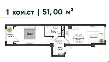 Квартиры: 1 комната, 52 м², Элитка, 16 этаж, ПСО (под самоотделку) — 2