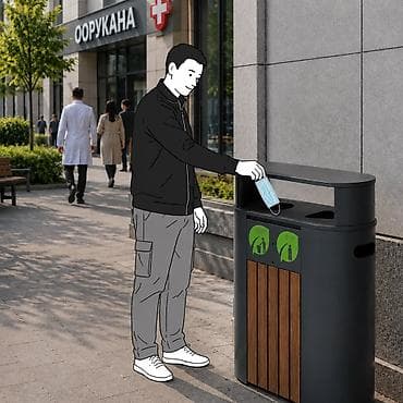 Артикул: СЗ0048W2 Название: Урна уличная для раздельного сбора 3