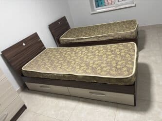 прикроватные тумбочки размеры: Спальный гарнитур, Односпальная кровать, ДСП, цвет - Коричневый — 1