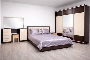 двухспалки: Спальный гарнитур, Б/у, Двуспальная кровать, Кыргызстан, МДФ, Самовывоз, Платная доставка, цвет - Коричневый — 1