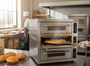 производственная печь: Профессиональная электрическая пекарская печь Shun mai с тремя — 2