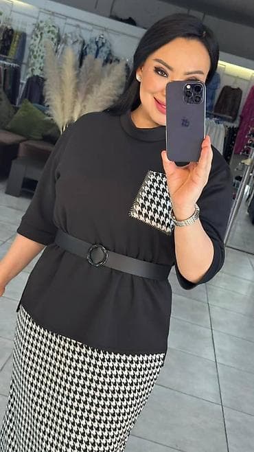 Костюмы: Костюм с юбкой, Модель юбки: Прямая, Миди, Блузка — 4