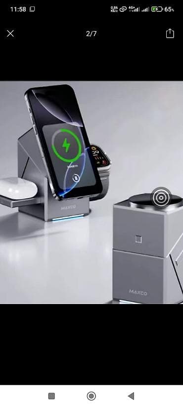 hoco w40: Беспроводная зарядная станция IRON HIDE Qi2 (15 Вт), 3-в-1 - — 5