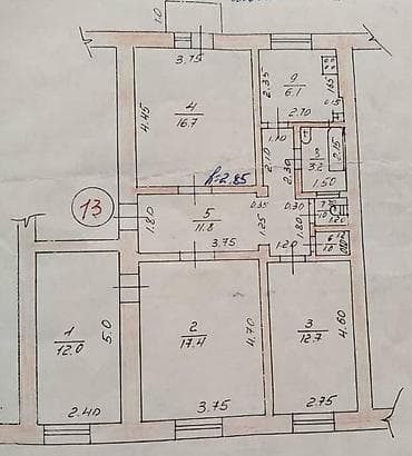 планировка дома: 4 комнаты, 82 м², Сталинка, 3 этаж — 6