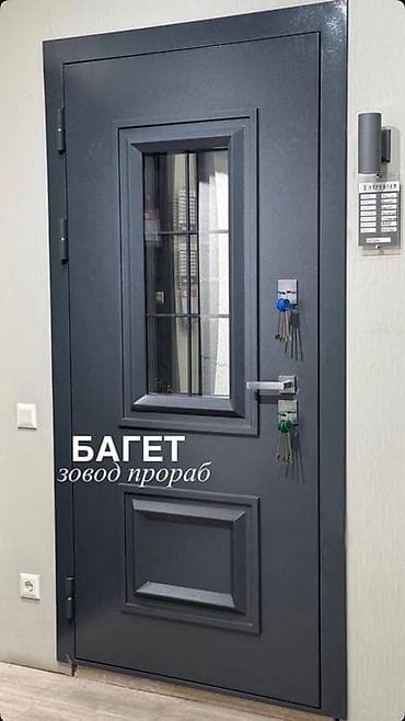 solutions elementary: Двери для домов и квартир, Металлическая, Одностворчатая, Со стеклом, цвет - Серый — 1