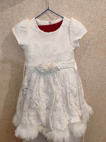 продажа детских карнавальных костюмов: Детское платье, цвет - Белый, Б/у — 2