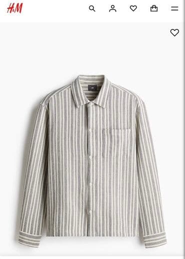 брендовая мужская одежда по низким ценам: Мужская рубашка, L, XL, H&M, Новый, цвет - Серый — 5