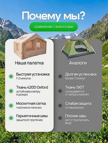 Спорт жана эс алуу: Надувная туристическая палатка Размер: ?210 см - Просторная площадь — 8