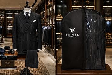 Костюмдар: Двубортный мужской костюм в полоску ERNIS Costumes - Цвет: черный с — 4