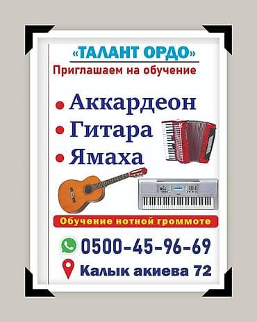 Уроки игры на гитаре, Уроки игры на аккордеоне, Уроки игры на фортепиано Индивидуальное